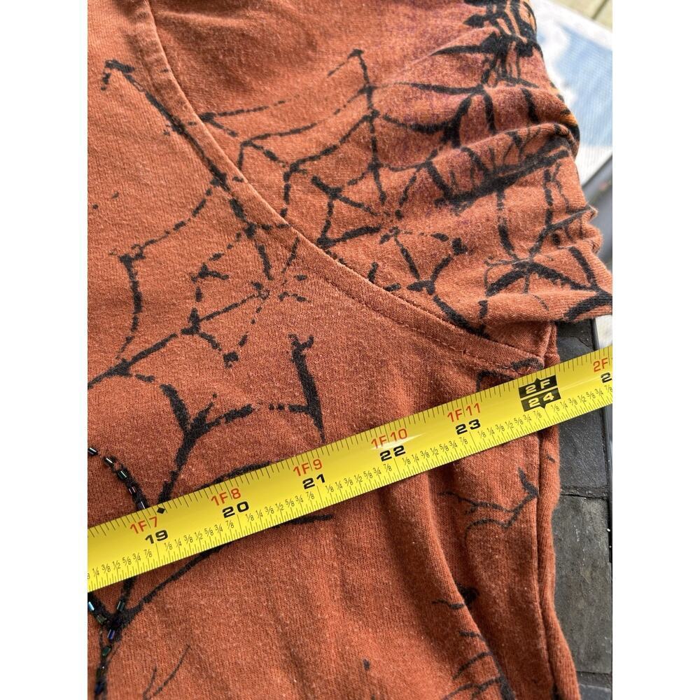 Vtg Y2K Halloween Shirt Jane Ashley Witch Goth Spiders Sequin 1X XL Pumpkin - Picture 8 of 9